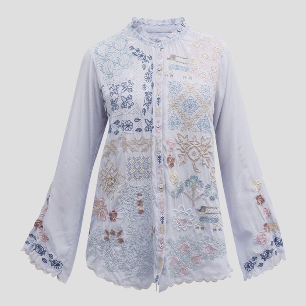 Johnny Was WEMBLI BLOUSE periwinkle
